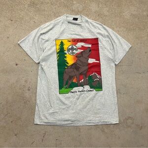 VTG Fruit Of The Loom 80s Wolf Multicolor Single Stitch Graphic T-shirt Men’s L